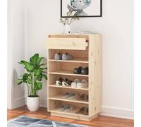 ATOMSTACK MAKER Étagère à chaussures en pin massif 60 x 34 x 105 cm avec 5 étagères - Étagère à chaussures en bois solide pour couloir, couloir et salon, non traité et peut être fixé au mur