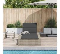 ATOMSTACK MAKER HOMELEN Chaise longue avec coussin flottant + rotin synthétique + dossier réglable sur 3 positions + gris clair 210 x 100 cm + pour jardin, terrasse, balcon et piscine