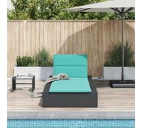 ATOMSTACK MAKER HOMELEN Chaise longue avec coussin flottant + rotin synthétique + dossier réglable sur 3 positions + noir 210 x 100 cm + pour jardin, terrasse, piscine et balcon