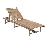 ATOMSTACK MAKER HOMELEN Chaise longue en bambou avec dossier réglable et coussin bordeaux - Chaise longue de jardin pour se détendre, lire et prendre du soleil, 200 x 65 cm, aucun montage nécessaire