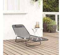 ATOMSTACK MAKER HOMELEN Chaise longue pliante en textilène avec dossier réglable, gris, 182 x 55 x 85,5 cm, légère, résistante aux UV et peu encombrante, pour jardin, terrasse et balcon