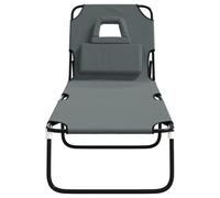 ATOMSTACK MAKER HOMELEN Chaise longue pliante en tissu Oxford et acier revêtu par pulvérisation - Réglable en 5 positions - Gris - 189 x 56 x 83 cm - Imperméable - Pour jardin, terrasse, piscine et