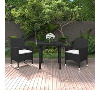 ATOMSTACK MAKER HOMELEN Ensemble de meubles de jardin 3 pièces + kit de conversation résistant aux intempéries + rotin synthétique et verre + noir avec blanc crème + meubles d'extérieur pour terrasse