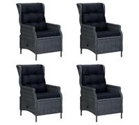 ATOMSTACK MAKER HOMELEN Ensemble de meubles de jardin 5 pièces - Gris foncé - Résistant aux intempéries - Table en bois d'acacia - Chaises en rotin avec fonction allongée - Pour terrasse, jardin