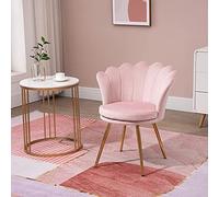 ATOMSTACK MAKER HOMELEN Fauteuil Coquillage Design Chic en Velours Rose poudré, Chaise Coiffeuse & Salon avec Pieds en métal doré inclinés - 67 x 64 x 77 cm