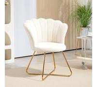 ATOMSTACK MAKER HOMELEN Fauteuil Coquillage en Velours crème 69 x 64 x 80 cm - Fauteuil de Salon & Coiffeuse avec Dossier Lotus Ergonomique et Pieds en Acier