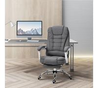 ATOMSTACK MAKER HOMELEN Fauteuil de Bureau Manager Ergonomique avec Dossier inclinable, accoudoirs rembourrés en Lin Gris, Repose-Pied intégré - Chaise de Travail Haut de Gamme pour Ordinateur