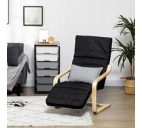 ATOMSTACK MAKER HOMELEN Fauteuil Relax Confort Scandinave en Bois Massif Noir - Repose-Pied Réglable 5 Positions, Déhoussable, 94 x 66,5 x 100 cm