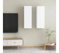 ATOMSTACK MAKER HOMELEN Lot de 2 armoires TV blanches 30,5 x 30 x 90 cm en bois MDF pour salon, chambre à coucher