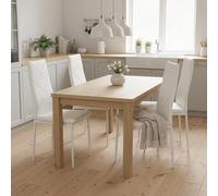 ATOMSTACK MAKER HOMELEN Lot de 4 chaises de Salle à Manger Blanches - Dossier Haut capitonné Losange, Assise rembourrée en Similicuir, Pieds en Acier, Design élégant et Confortable