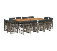 ATOMSTACK MAKER HOMELEN Salon de jardin 13 pièces en rotin synthétique résistant aux UV avec coussins de lavage rembourrés - Gris/marron, table de 220 x 106 cm + 12 chaises pour terrasse, jardin et