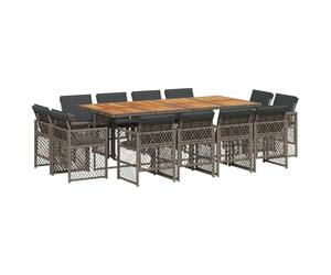 ATOMSTACK MAKER HOMELEN Salon de jardin 13 pièces en rotin synthétique résistant aux UV avec coussins de lavage rembourrés - Gris/marron, table de 220 x 106 cm + 12 chaises pour terrasse, jardin et