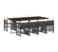 ATOMSTACK MAKER HOMELEN Salon de jardin avec coussins + meubles de patio d'extérieur + résistant aux intempéries + rotin PE verre trempé noir + 9 pièces pour terrasse, jardin, arrière-cour