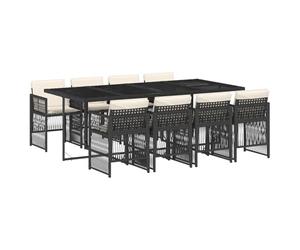 ATOMSTACK MAKER HOMELEN Salon de jardin avec coussins + meubles de patio d'extérieur + résistant aux intempéries + rotin PE verre trempé noir + 9 pièces pour terrasse, jardin, arrière-cour