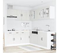 ATOMSTACK MAKER Kalmar Lot de 11 armoires de cuisine blanches en bois et verre, pieds réglables, largeur 30 à 80 cm, avec meuble sous évier, élément d'angle et panneau de lave-vaisselle