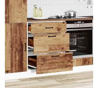 ATOMSTACK MAKER Kalmar Meuble bas de cuisine en bois vieilli, 60 x 46 x 81,5 cm, avec 2 tiroirs et pieds réglables, robuste, résistant à l'humidité, pour une organisation ordonnée de la cuisine