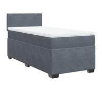ATOMSTACK MAKER Lit à sommier tapissier 100 x 200 cm avec matelas à ressorts ensachés et surmatelas en velours respirant - Gris foncé - Housse amovible - Tête de lit stable - Avec surmatelas de 5 cm