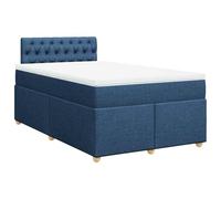 ATOMSTACK MAKER Lit à sommier tapissier 120 x 190 cm avec matelas à ressorts ensachés et surmatelas respirant - Lit en tissu bleu avec tête de lit en pin massif de 20 cm de haut pour un sommeil