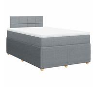 ATOMSTACK MAKER Lit à sommier tapissier, 120 x 190 cm, avec matelas à ressorts ensachés et surmatelas respirant, tissu polyester, cadre en pin de 20 cm de haut, gris clair, pour un sommeil réparateur
