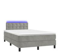 ATOMSTACK MAKER Lit à sommier tapissier, 120 x 190 cm, avec matelas à ressorts ensachés, tête de lit en velours réglable en hauteur et bandes LED, gris clair, 20 cm de haut, surmatelas inclus