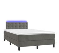 ATOMSTACK MAKER Lit à sommier tapissier, 120 x 190 cm, avec matelas à ressorts ensachés, tête de lit en velours réglable en hauteur et bandes LED, gris foncé, 20 cm de haut, surmatelas inclus
