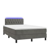 ATOMSTACK MAKER Lit à sommier tapissier, 120 x 190 cm, avec matelas à ressorts ensachés, tête de lit en velours réglable en hauteur et bandes LED, gris foncé, 20 cm de haut, surmatelas inclus