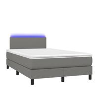 ATOMSTACK MAKER Lit à sommier tapissier, 120 x 190 cm, avec matelas à ressorts ensachés, tête de lit réglable en hauteur et bande LED, gris foncé, respirant, 20 cm de haut, surmatelas inclus