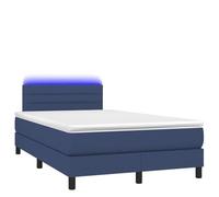 ATOMSTACK MAKER Lit à sommier tapissier, 120 x 190 cm, avec matelas à ressorts ensachés, tête de lit réglable en hauteur et bande LED, bleu, 20 cm de haut, sur-matelas inclus, pour chambre à coucher