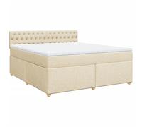 ATOMSTACK MAKER Lit à sommier tapissier 180 x 200 cm avec matelas à ressorts ensachés et coussin respirant - Tissu crème, bois de pin massif avec tête de lit, sommier à lattes et housse lavable