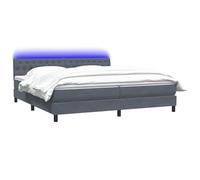 ATOMSTACK MAKER Lit à sommier tapissier 180 x 210 cm avec matelas à ressorts ensachés, tête de lit réglable en hauteur et éclairage LED, housse en velours gris foncé, coussin respirant, port USB (5 V)