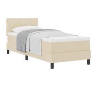 ATOMSTACK MAKER Lit à sommier tapissier 80 x 200 cm avec matelas et housse en tissu crème respirant - Tête de lit réglable (2 hauteurs), cadre renforcé en bois massif, aspect moderne pour usage