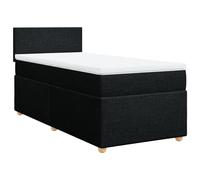 ATOMSTACK MAKER Lit à sommier tapissier, 90 x 190 cm, avec matelas à ressorts ensachés et surmatelas en polyester respirant, noir, 20 cm de haut, avec tête de lit et sommier à lattes, pour un sommeil