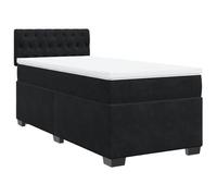 ATOMSTACK MAKER Lit à sommier tapissier, 90 x 190 cm, avec matelas à ressorts ensachés et surmatelas en velours respirant, noir, 20 cm de haut, avec tête de lit et housse lavable pour un sommeil