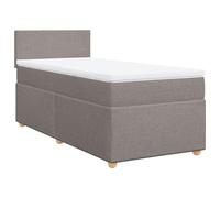 ATOMSTACK MAKER Lit à sommier tapissier, 90 x 190 cm, avec matelas à ressorts ensachés et surmatelas en polyester respirant, taupe, 20 cm de haut, avec sommier à lattes et tête de lit, pour un sommeil