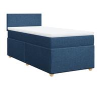 ATOMSTACK MAKER Lit à sommier tapissier 90 x 190 cm avec matelas à ressorts ensachés et surmatelas respirant - Lit en tissu bleu avec tête de lit de 20 cm de haut pour un sommeil réparateur
