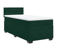 ATOMSTACK MAKER Lit à sommier tapissier 90 x 190 cm avec matelas à ressorts ensachés et surmatelas respirant - Housse en velours vert foncé - Tête de lit stable de 20 cm de haut - Pour un sommeil