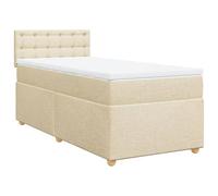ATOMSTACK MAKER Lit à sommier tapissier 90 x 190 cm avec matelas à ressorts ensachés et surmatelas respirant - Crème, 100,5 cm de haut, avec tête de lit, tissu polyester, fermeté moyenne, pour un