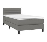 ATOMSTACK MAKER Lit à sommier tapissier 90 x 190 cm avec matelas à ressorts ensachés, tête de lit réglable en hauteur et bande LED - Gris foncé 20 cm de haut avec surmatelas et instructions de montage