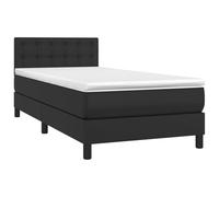 ATOMSTACK MAKER Lit à sommier tapissier 90 x 190 cm avec tête de lit réglable en hauteur, matelas à ressorts ensachés et bandes LED - Noir, surface artistique, 20 cm de haut, surmatelas inclus