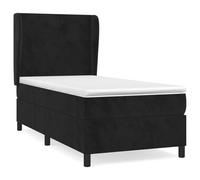 ATOMSTACK MAKER Lit à sommier tapissier 90 x 200 cm noir avec tête de lit réglable en hauteur, matelas à ressorts ensachés et surmatelas en mousse de 5 cm - Housse en velours de luxe, idéal pour les