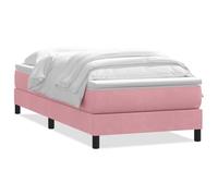 ATOMSTACK MAKER Lit à sommier tapissier, 90 x 210 cm, rose, lit à sommier tapissier en velours avec matelas à ressorts ensachés (20 cm), surmatelas en mousse respirante (5 cm) et housse amovible et