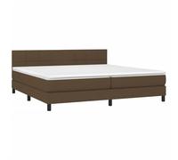 ATOMSTACK MAKER Lit à sommier tapissier avec matelas, 200 x 200 cm, marron foncé, tête de lit réglable en hauteur, matelas à ressorts ensachés et surmatelas, bandes LED, tissu (100 % polyester