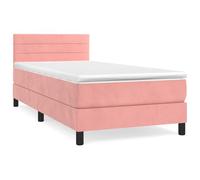 ATOMSTACK MAKER Lit à sommier tapissier rose 100 x 200 cm avec tête de lit réglable en hauteur, matelas à ressorts ensachés (20 cm) et housse en velours doux - Pour les dormeurs sur le dos et sur le