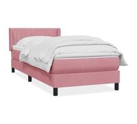 ATOMSTACK MAKER Lit à sommier tapissier, rose, 90 x 210 cm, avec matelas à ressorts ensachés, tête de lit réglable et surmatelas respirant amovible, aspect velours, confortable et facile d'entretien