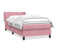 ATOMSTACK MAKER Lit à sommier tapissier, rose, 90 x 210 cm, avec matelas à ressorts ensachés, tête de lit réglable en velours et surmatelas respirant, doux, confortable et facile d'entretien