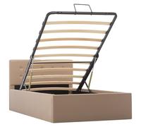 ATOMSTACK MAKER Lit avec rangement hydraulique pour 1 personne, tapissé en cuir synthétique cappuccino, 211 x 108 x 73 cm, grand compartiment sous le matelas, idéal pour matelas de 100 x 200 cm