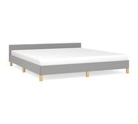 ATOMSTACK MAKER Lit avec tête de lit en tissu gris clair 180 x 200 cm, structure stable en bois et contreplaqué, base avec lattes intégrées, design moderne et respirant (100 % polyester)