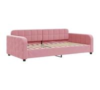 ATOMSTACK MAKER Lit de jour 90 x 200 cm rose en velours avec structure en métal et bois massif - Canapé-lit moderne pour salon ou chambre d'amis, sans matelas