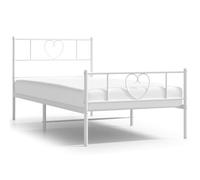 ATOMSTACK MAKER Lit en acier avec tête de lit et pied de lit, structure blanche pour matelas 90 x 200 cm, avec sommier intégré, espace de rangement inférieur et design moderne et robuste