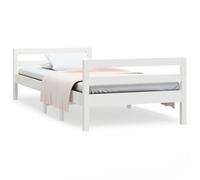 ATOMSTACK MAKER Lit en bois de pin massif blanc, 90 x 200 cm, avec sommier intégré et tête de lit classique, design minimaliste et robuste pour chambre à coucher, idéal pour matelas de 90 x 200 cm